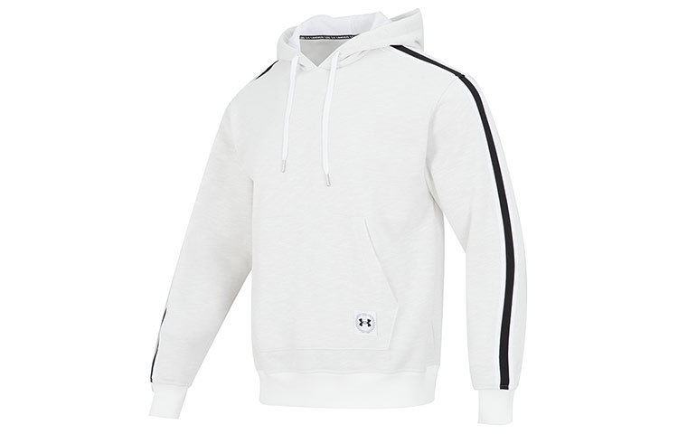 Under Armour Logo Hoodie White - Thickened Fleece Casual Sportswear 1373813-112