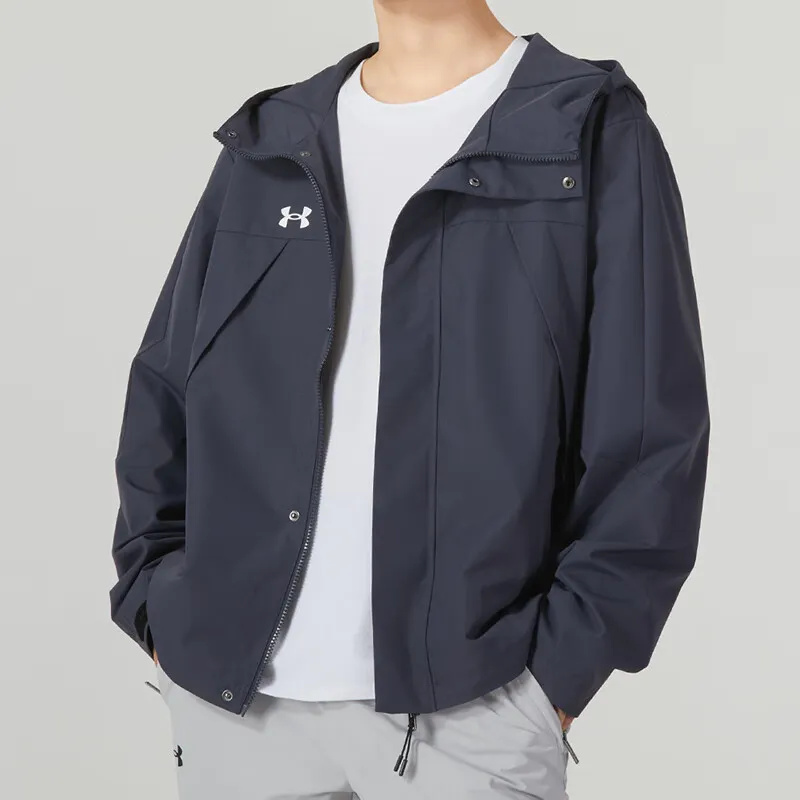 Shop Under Armour Hoodie Zip-Up Abu-abu Unisex dengan Kalung Gratis 23600401-013