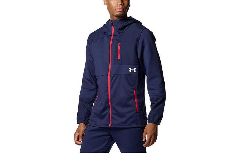 Under Armour Logo Print Full-Zip Hoodie Jacket Men’s - Dark Blue 1381264-410