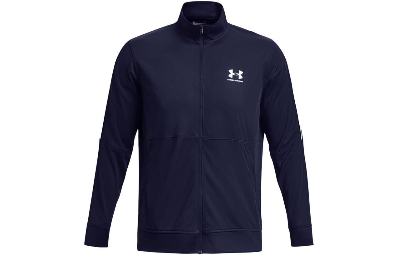 Under Armour Logo Print Zip Jacket Navy Blue Long-Sleeve Outerwear 1366202-410