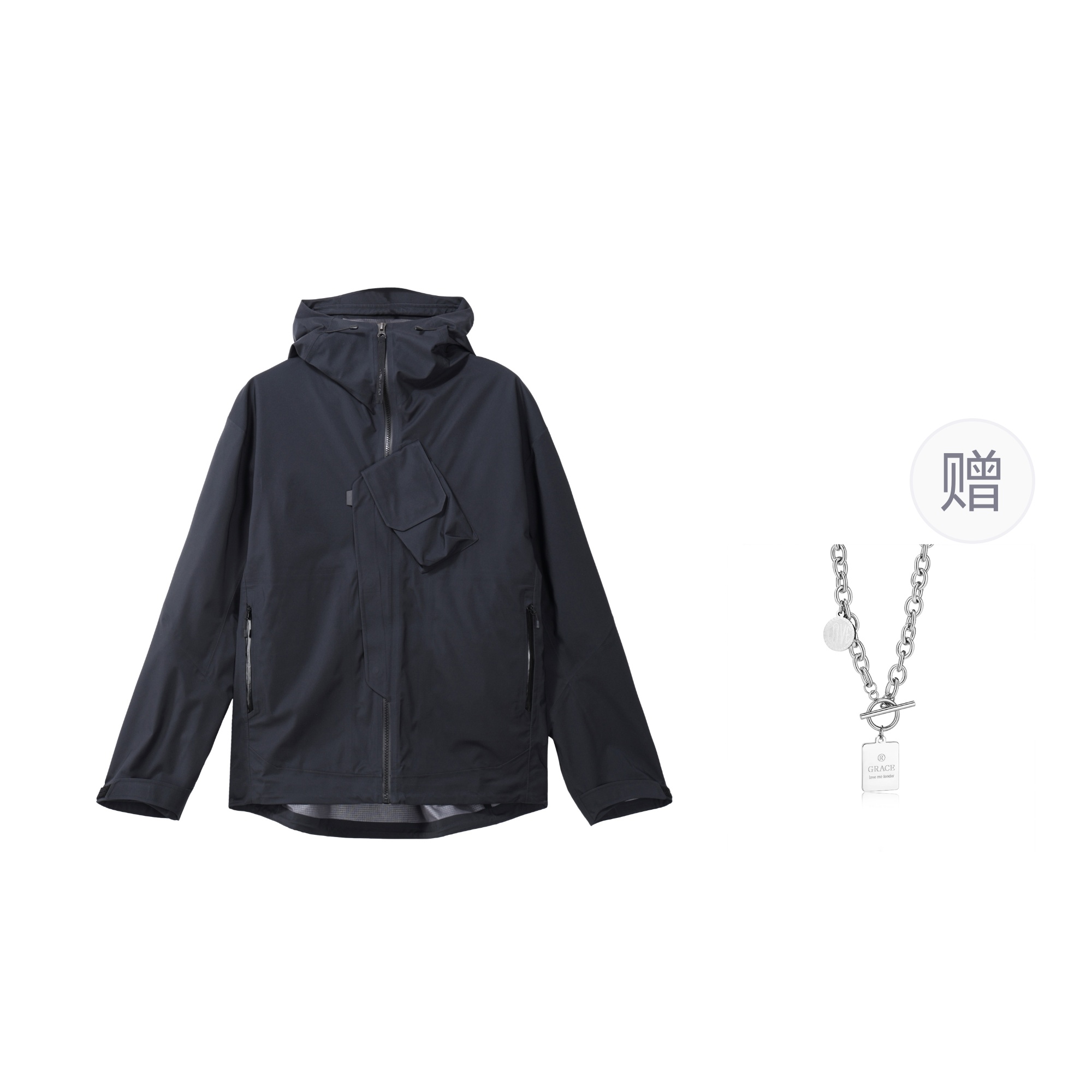Order Under Armour Logo Waterproof Hoodie Jacket Unisex Black with Necklace Gift 1387991-001（）