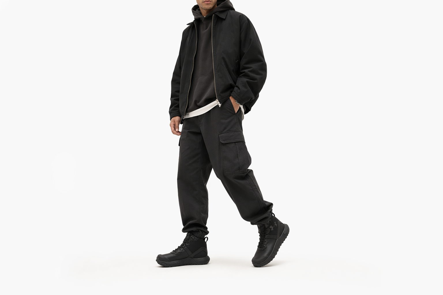 Order Under Armour Micro G Valsetz 中筒皮革運動鞋 '黑色噴射灰' 3024334-001