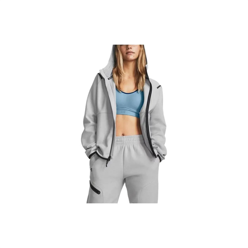 Details for Under Armour Jaket Hoodie Abu-Abu Unisex dengan Logo & Kalung 1379842-011