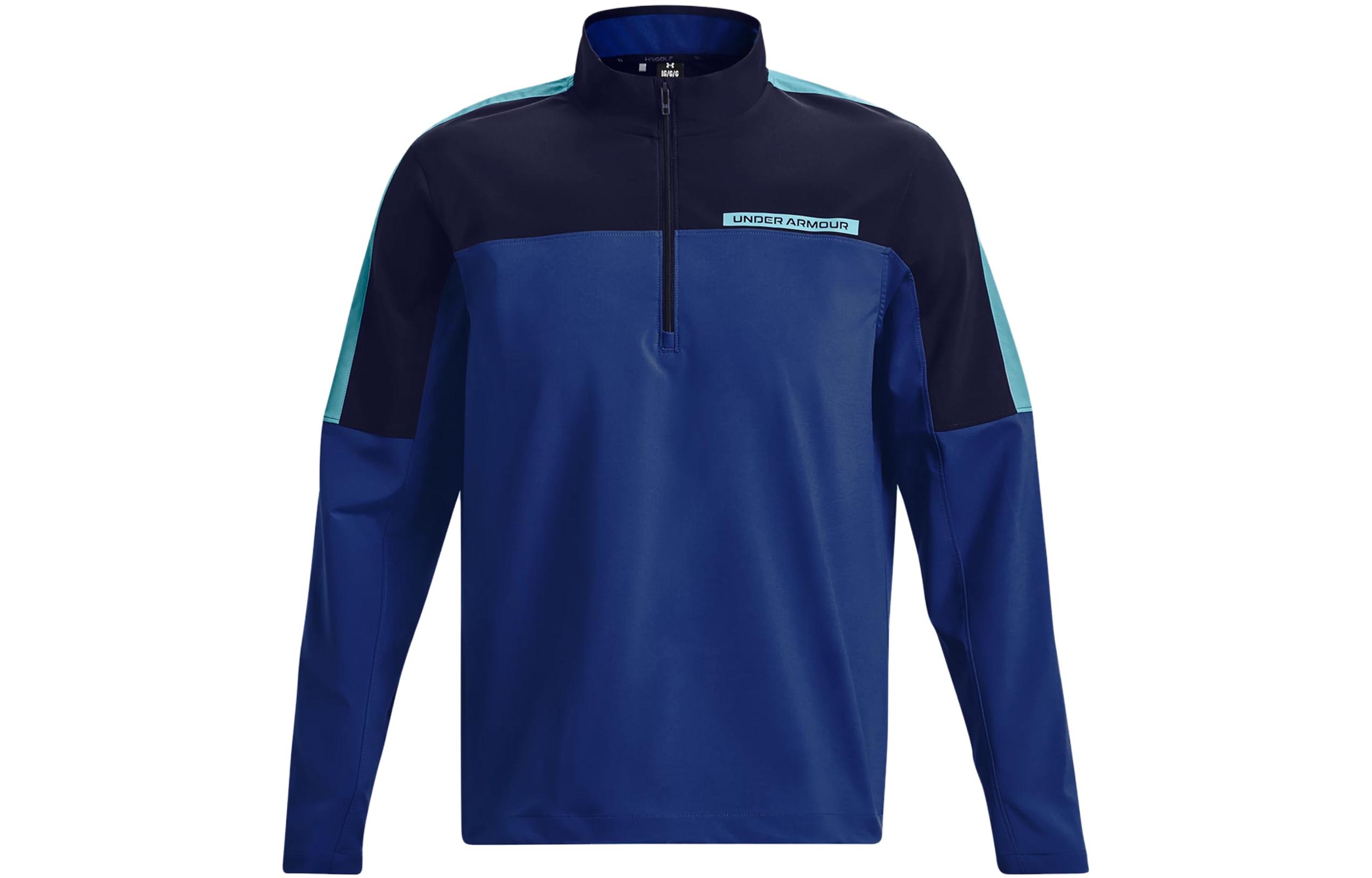 Under Armour Navy Blue Colorblock Pullover Sweatshirt with Stand Collar 1377382-471