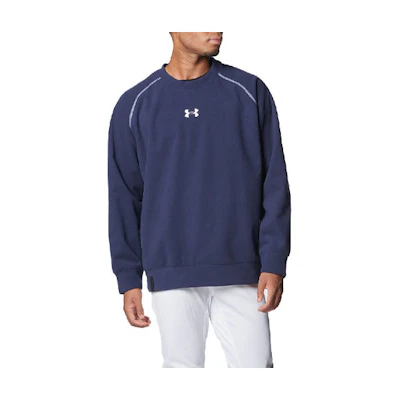 Under Armour Navy Blue Logo Crewneck Sweatshirt Casual Long Sleeve 1381250-410