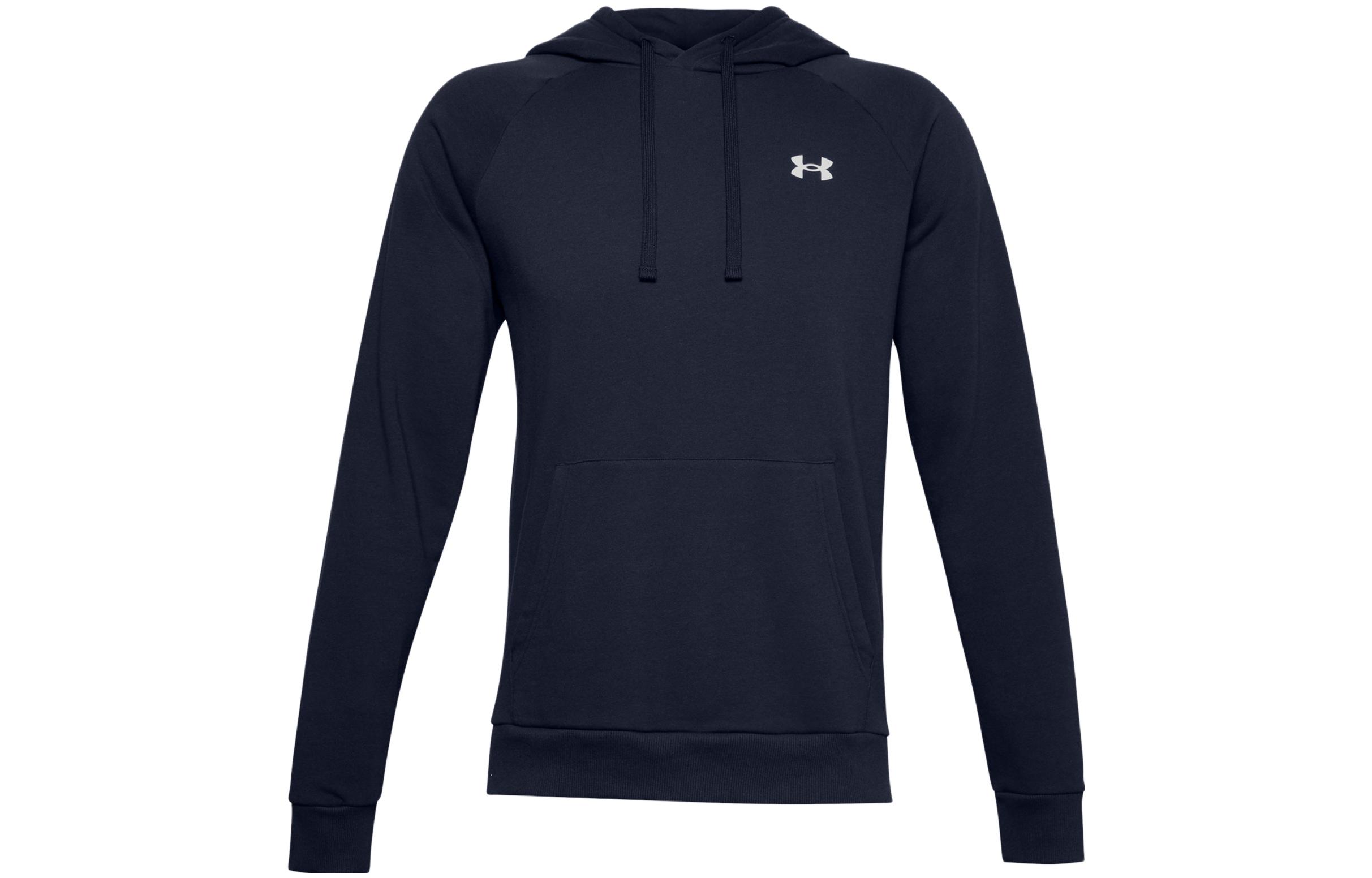 Under Armour Navy Blue Logo Pullover Hoodie with Pocket - Relaxed Fit 1357105-410
