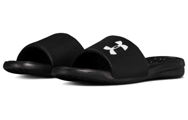 Shop Under Armour Playmaker Fixed Strap Slippers Black 3000061-001
