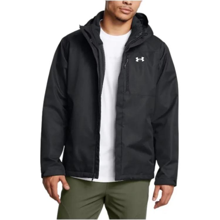 Shop Under Armour Porter Jaket Hitam 3-in-1 Tahan Air Angin dengan Kalung. 1371585-002