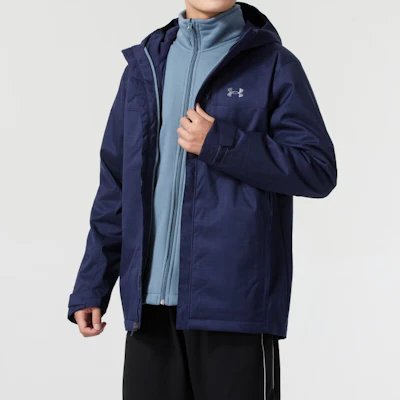 安德玛蓝色防风连帽三合一夹克 户外休闲款 1300663-411 Details for 安德玛蓝色防风连帽三合一夹克 户外休闲款 1300663-411