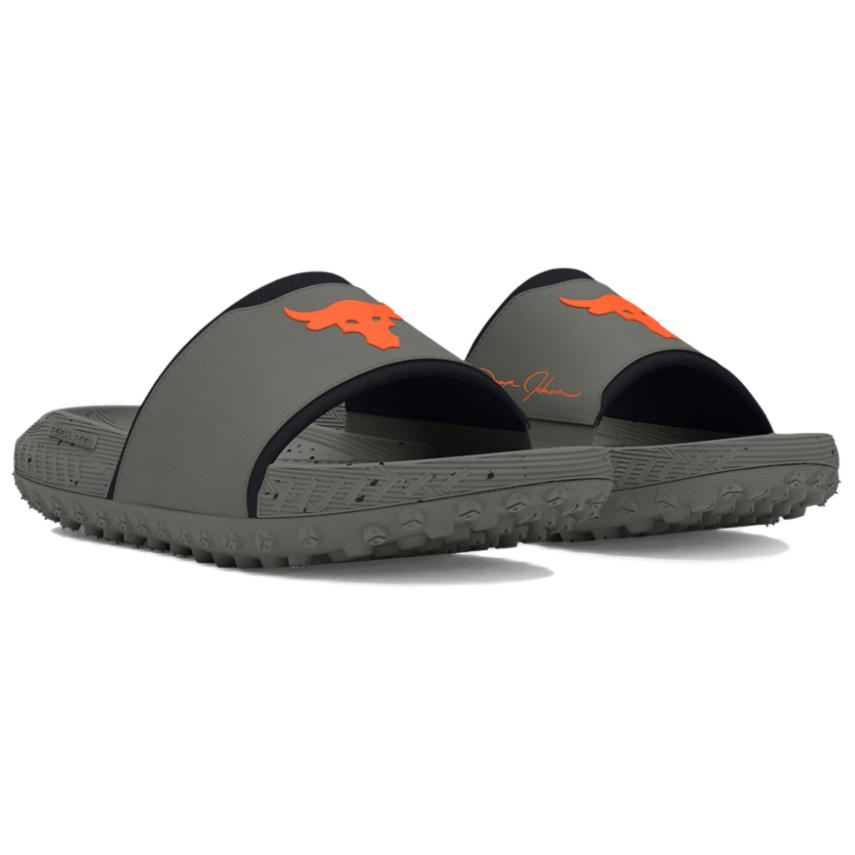 Lookbook Under Armour Project Rock 3 Slide ''Hijau Tanah Jingga''. 3026034-301