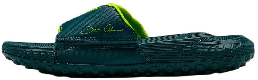 under-armour-project-rock-3-slide-hydro-teal-high-vis-yellow-3026034-402