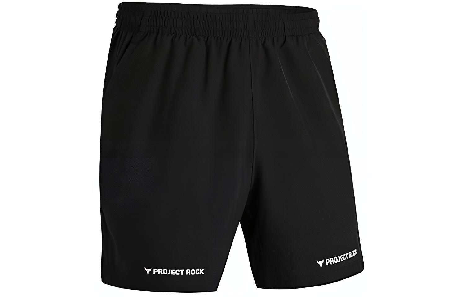 Under Armour Project Rock  Black Lettered Elastic Athletic Shorts 1384217-001