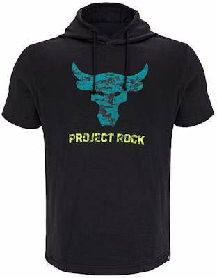 Under Armour Project Rock Black Retro Letter Graphic Hoodie T-Shirt. 1383227-001 Buy Under Armour Project Rock Black Retro Letter Graphic Hoodie T-Shirt. 1383227-001
