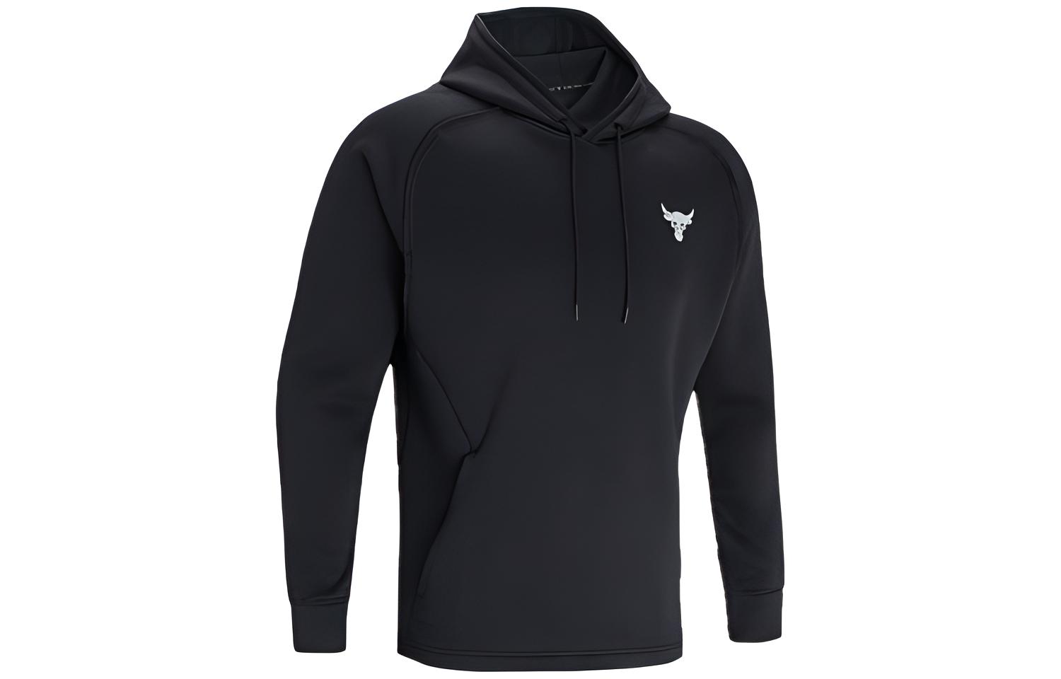 Under Armour Project Rock Charged Cotton Black Breathable Hoodie 1367033-001