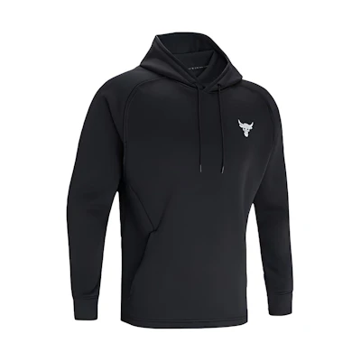 Under Armour Project Rock Charged Cotton Black Breathable Hoodie 1367033-001