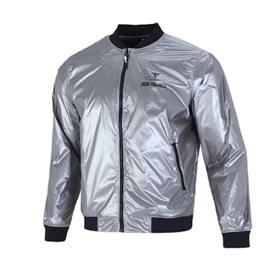 Under Armour Project Rock Disrupt Bomber Jacket Silver Geometric Logo Casual 1373579-981
