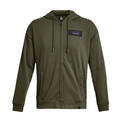 Under Armour Project Rock Heavyweight Cotton Zip Hoodie Jacket Green 1380151-390