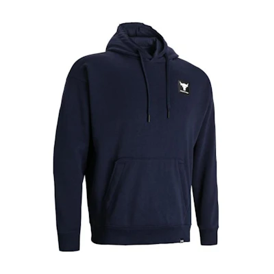 Under Armour Project Rock Solid Color Hoodie Navy Blue Training Sweatshirt 1380541-410