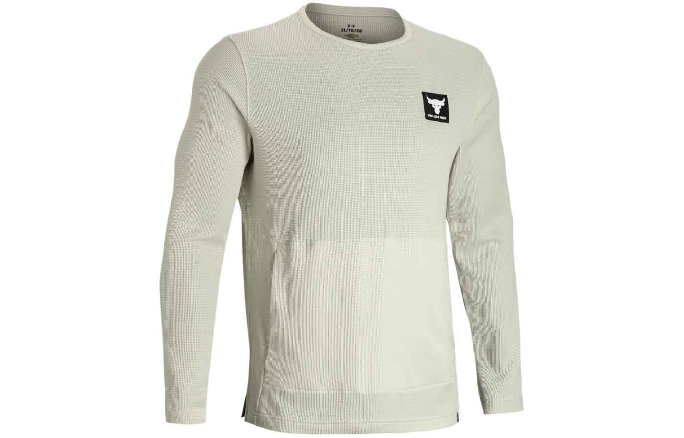 Under Armour Project Rock Waffle Crewneck Sweatshirt Pink Sand Gray 1380536-273