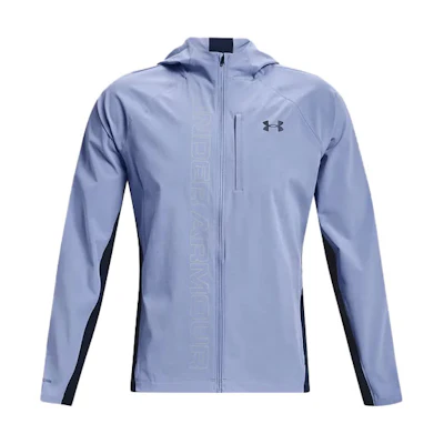 Under Armour Qualifier Logo Colorblock Woven Hoodie Jacket - Washed Blue 1350173-420