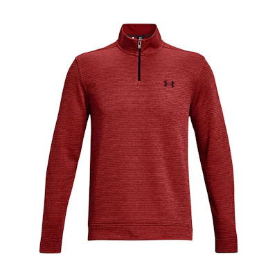 Under Armour Red Half-Zip Pullover Hoodie with Striped Logo Print 1373674-610