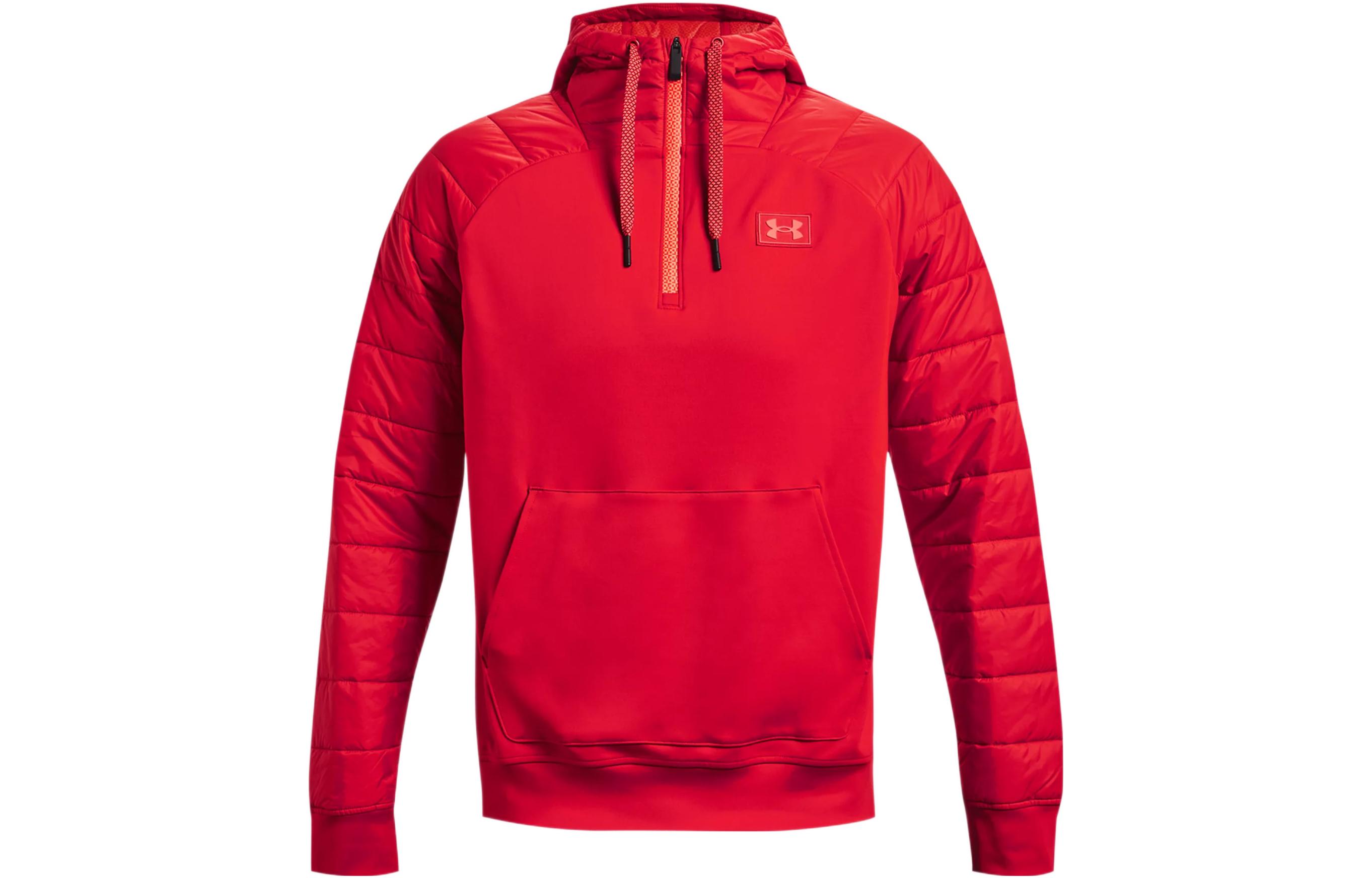 Under Armour Red Half-Zip Pullover Sweatshirt Solid Color Blocks 1368675-600
