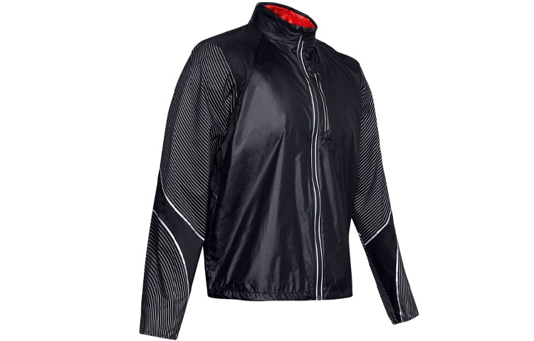 Under Armour Reflect Striped Pattern Stand Collar Jacket Black 1350944-001