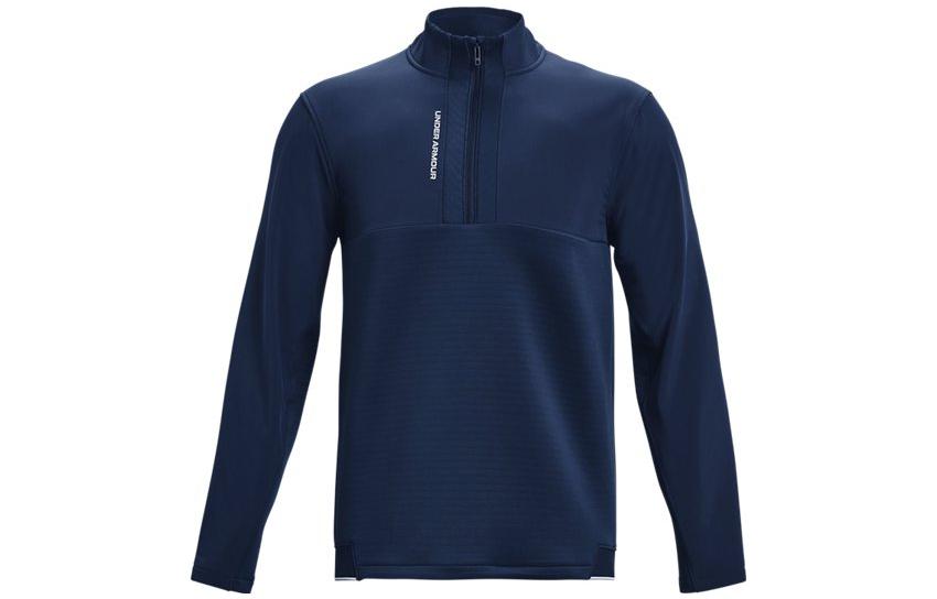 Under Armour Retro Half-Zip Pullover Sweatshirt Navy Logo Print 1373409-408