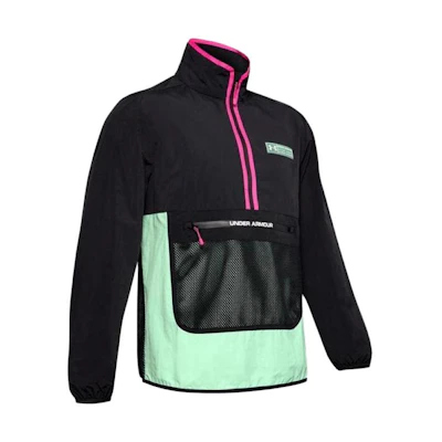 Under Armour Retro Stand Collar Colorblock Long-Sleeve Sweatshirt Black 1359140-001