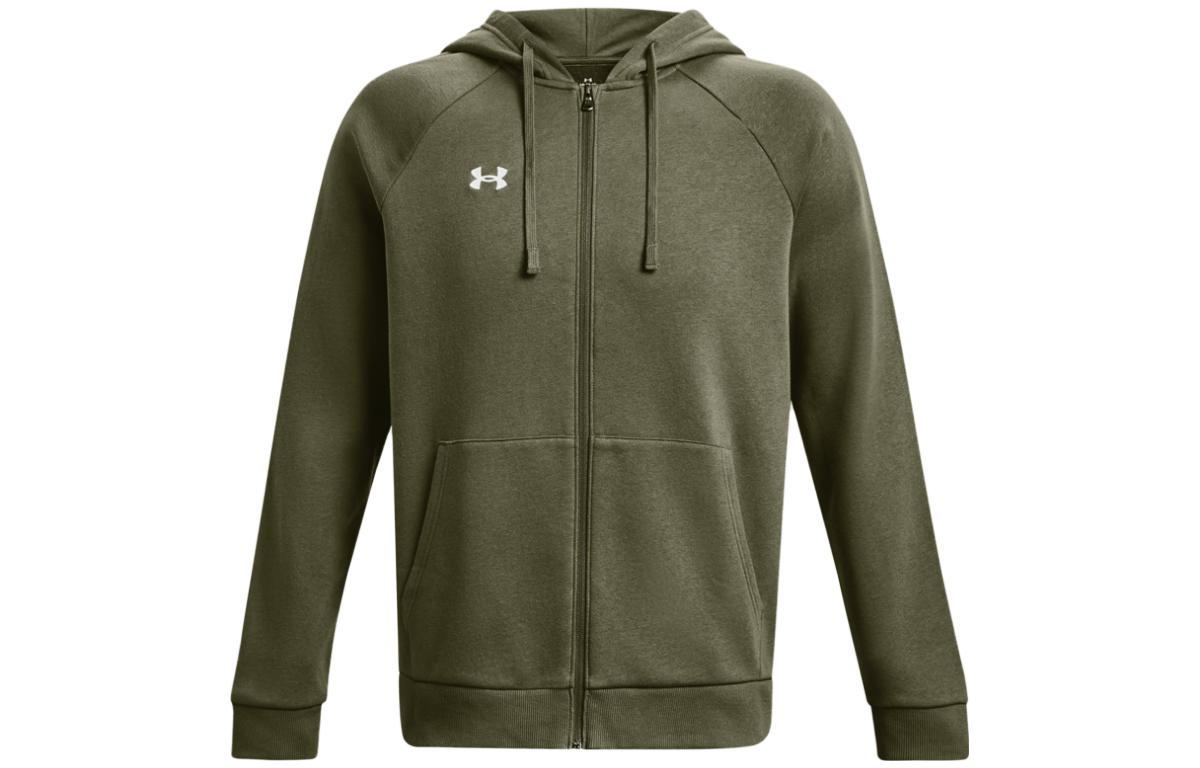 Under Armour Rival Fleece Full-Zip Hoodie Military Green Logo Print 1379767-390
