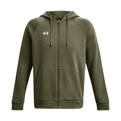 Under Armour Rival Fleece Full-Zip Hoodie Military Green Logo Print 1379767-390