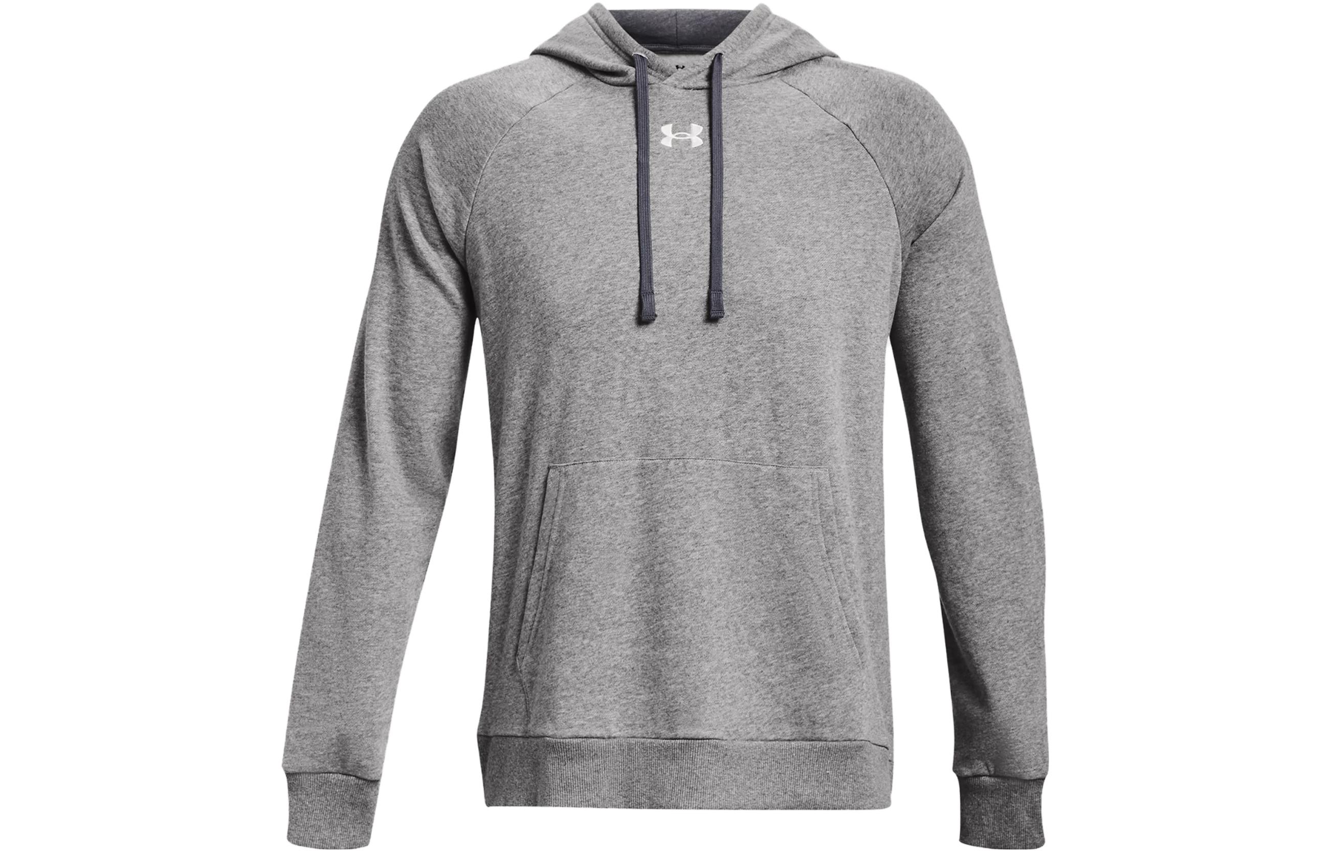 Under Armour Rival Fleece Hoodie Pullover Sweatshirt Gray with Logo Print 1379757-025