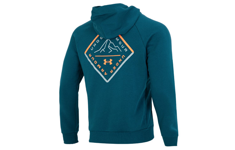 Under Armour Rival Fleece Mtn Hoodie Geometric Letter Pullover - Green Men’s 1373181-716