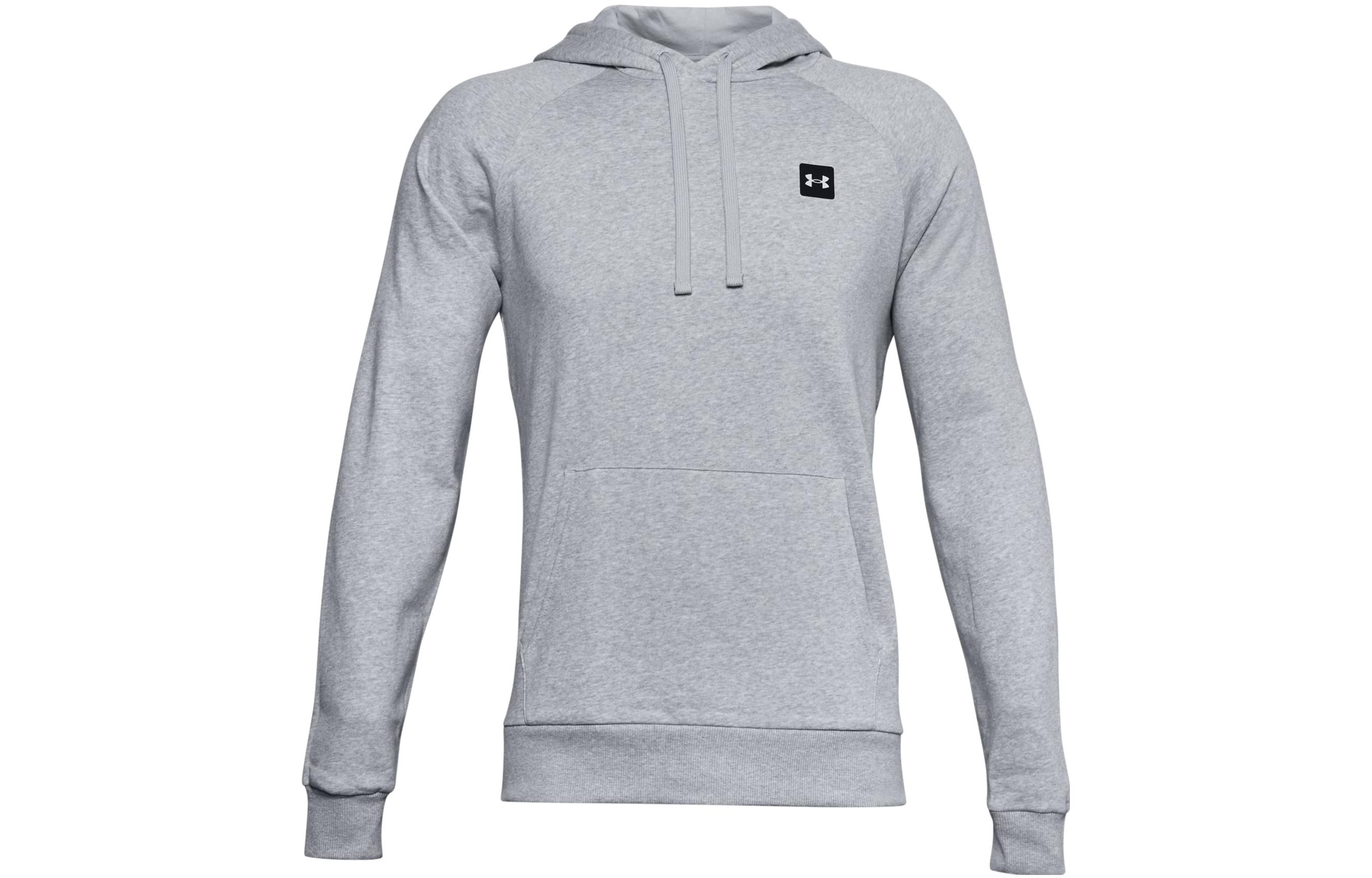 Under Armour Rival Pullover Hoodie Light Grey Logo Sweatshirt 1357092-011