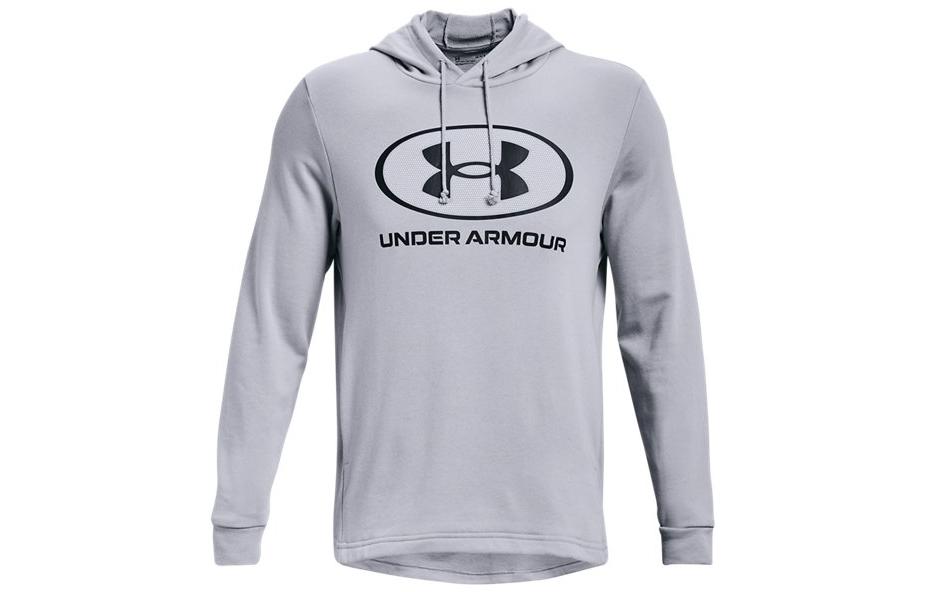 Under Armour Rival Retro Pullover Sweatshirt Grey with Front Logo Print 1369470-011