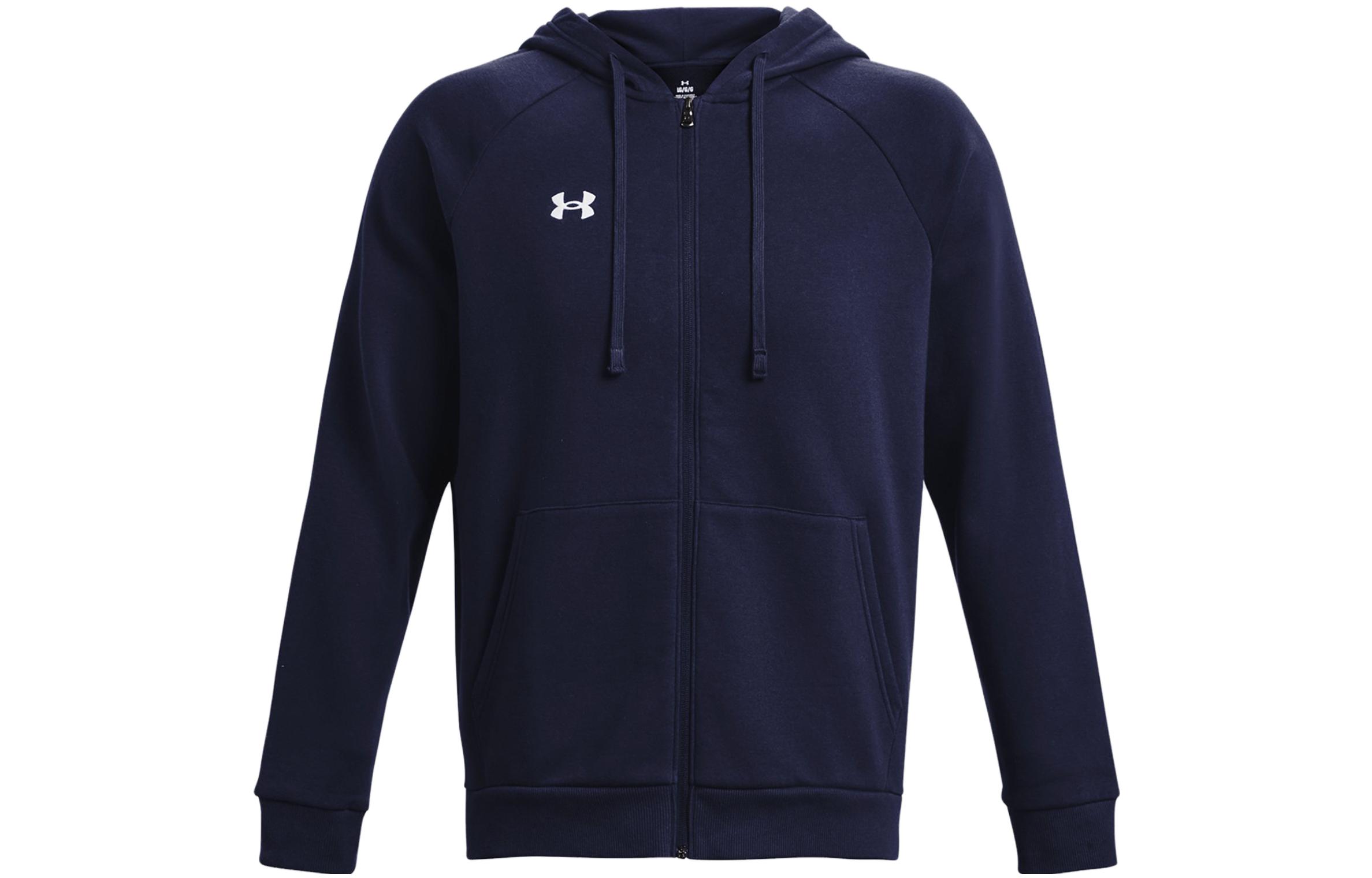 Under Armour Rival Solid Logo Blue Zip Hoodie Sweatshirt 1379767-410