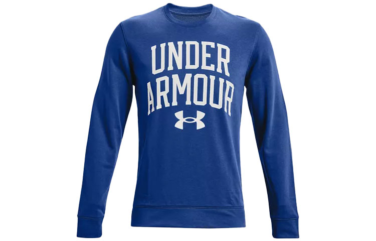 Under Armour Rival Tech Blue Pullover Sweatshirt with Logo Print 1361561-432