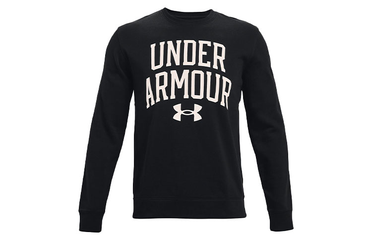 Under Armour Rival Terry Logo Black Casual Knit Pullover Sweatshirt 1361561-001
