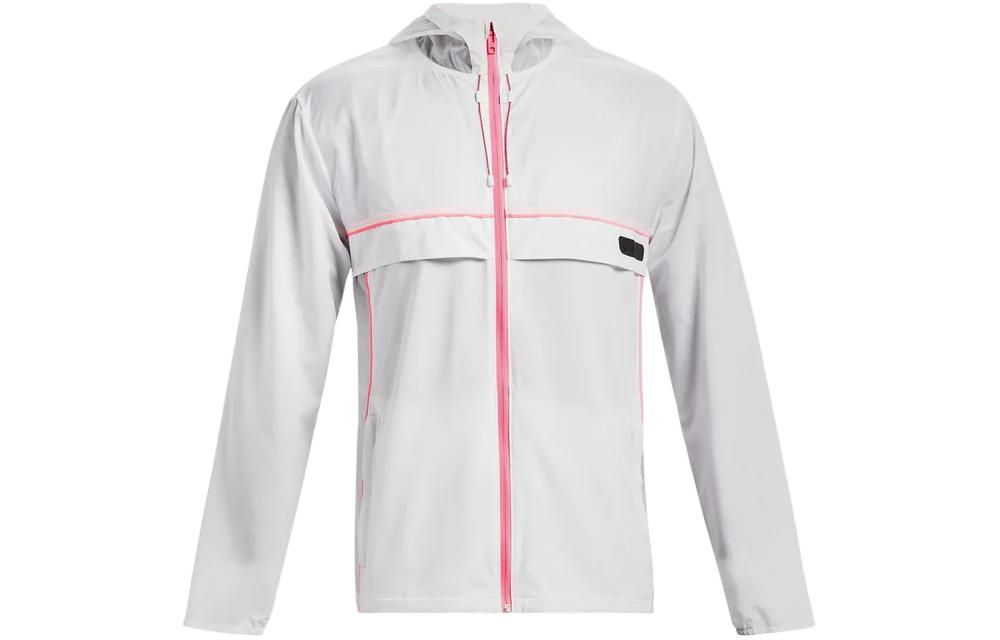 Under Armour Run Anywhere Striped Hooded Breathable Jacket White 1374229-100