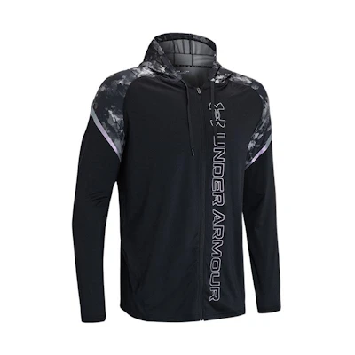 Under Armour RUSH Full-Zip Printed Training Hoodie Jacket Black 1366171-001