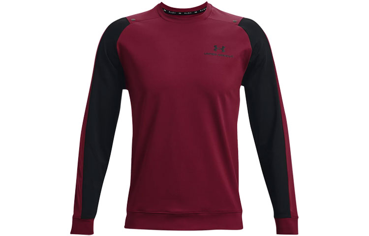 Under Armour RUSH Logo Print Pullover Training Sweatshirt Deep Red 1366169-626
