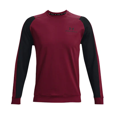 Under Armour RUSH Logo Print Pullover Training Sweatshirt Deep Red 1366169-626