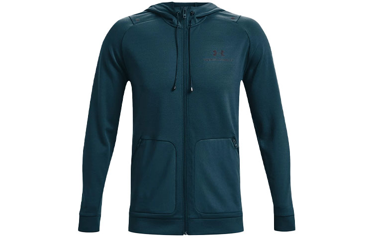 Under Armour RUSH Logo Printed Hoodie Jacket Light Grey Blue 1367770-413