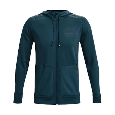 Under Armour RUSH Logo Printed Hoodie Jacket Light Grey Blue 1367770-413