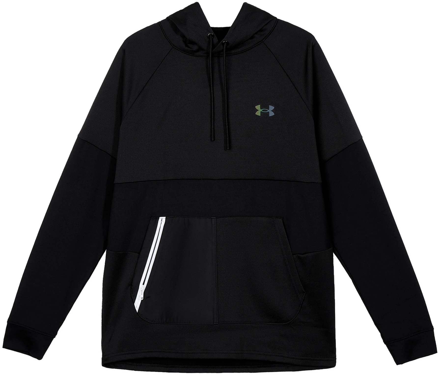 under-armour-rush-logo-pullover-hoodie-black-long-sleeve-sweater-1370450-001