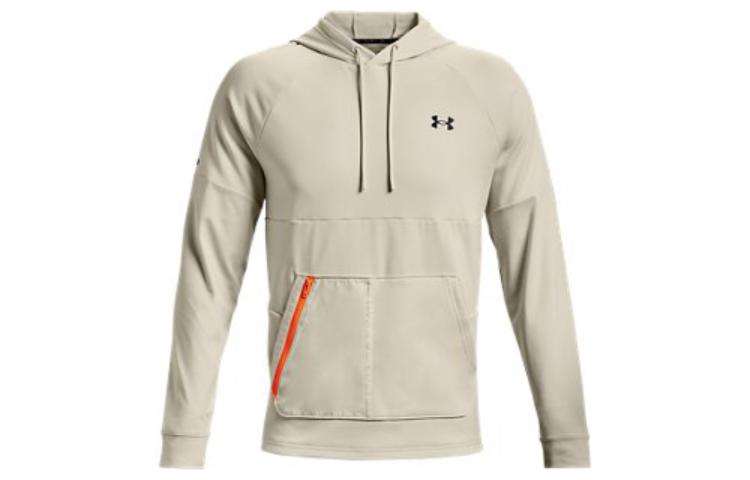 Under Armour Rush Solid Logo Print Drawstring Hoodie Brown 1370450-279