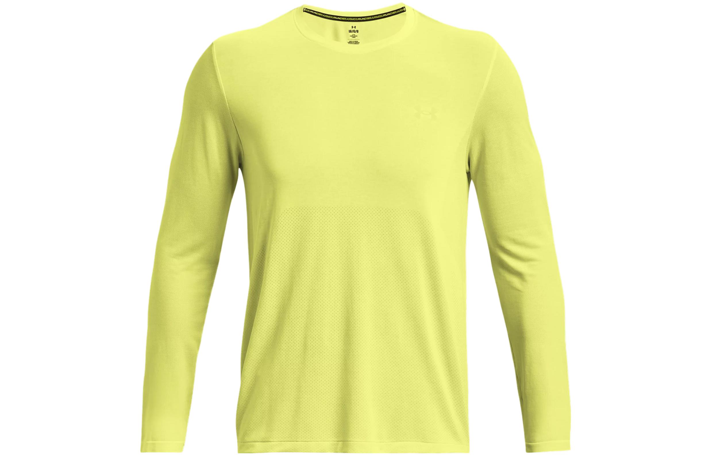 Under Armour Seamless Stride Lemon Yellow Long Sleeve Pullover Crewneck 1375693-743