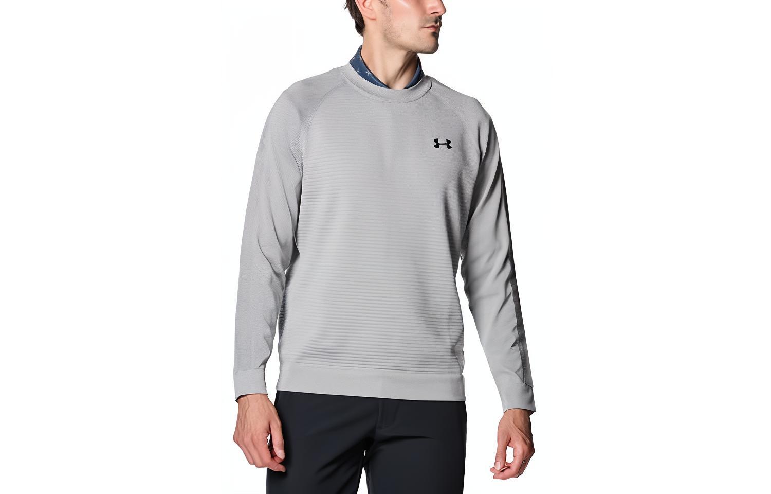 Under Armour Solid Gray Crewneck Pullover Casual Sweatshirt Long Sleeve 1381286-035
