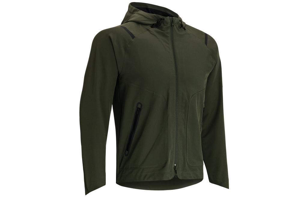 Under Armour Solid Green Breathable Woven Zip-Up Hoodie Jacket 1370494-390
