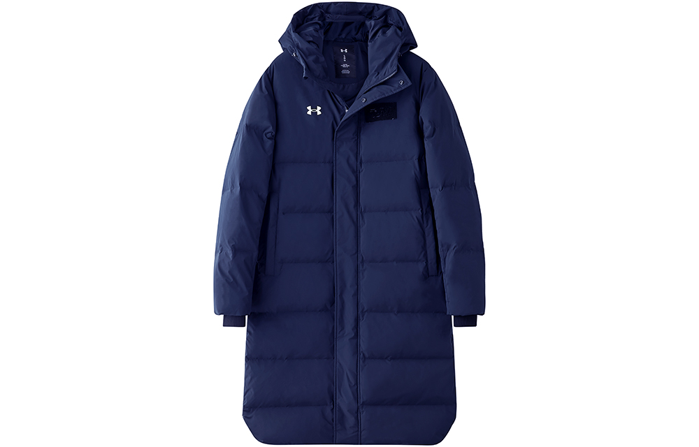 Under Armour Solid Logo Print Long Hooded Down Jacket Winter Unisex Academy Blue 21600802-408